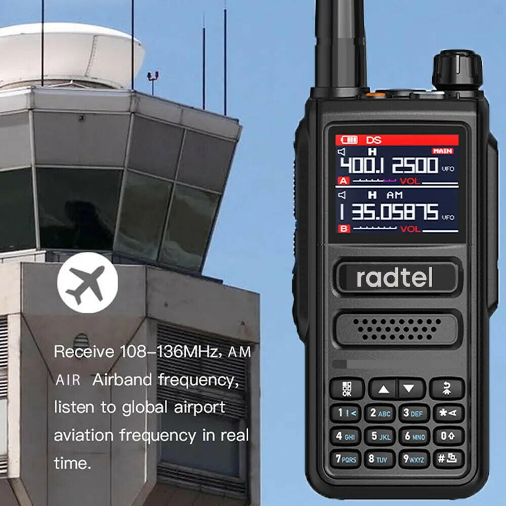 Radtel RT-470L 5W 6 Band Walkie Talkie Amateur Avec Air Band, NOAA, Scanner Police Aviation LCD Couleur