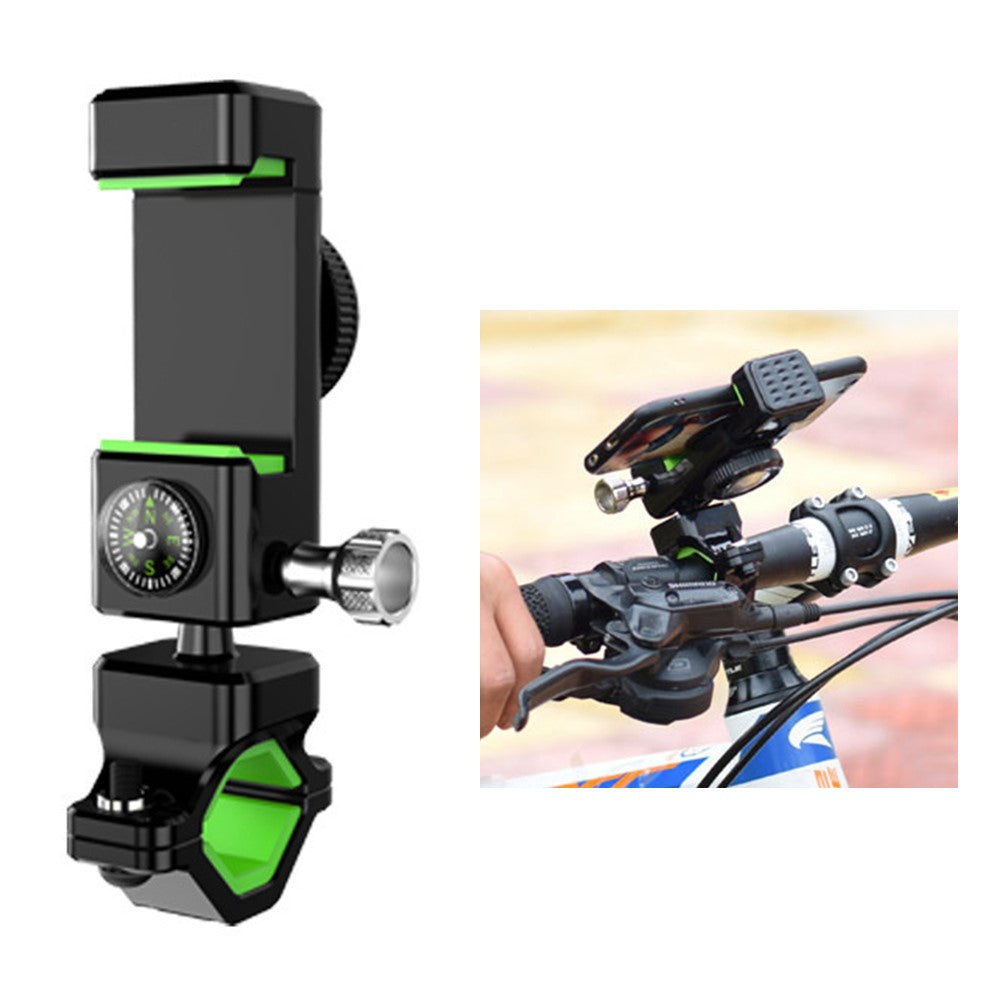 Q003 Anti-theft Bicycle Phone Mount Bracket Anti-fall 360-degree Rotating Cell Phone Holder with Compass for Bike/Electric Bike/Motorcycle without Light