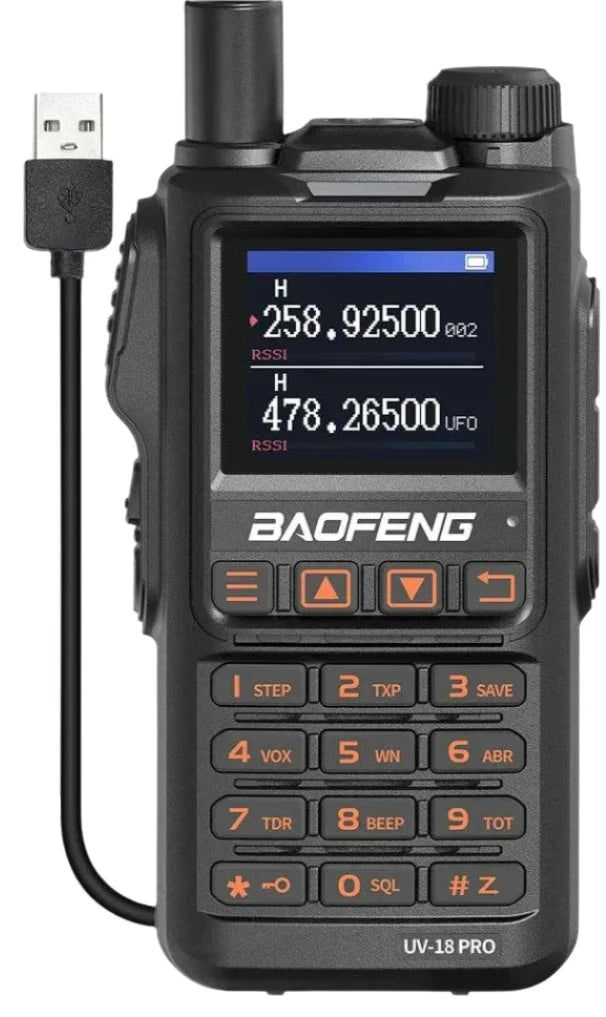 Baofeng UV-18 Pro Walkie Talkie 10W Wireless Copy Frequency 999CH NOAA Long Range Type-C VHF UHF UV-5RPortable Ham Two Way Radio-WAYBIKER
