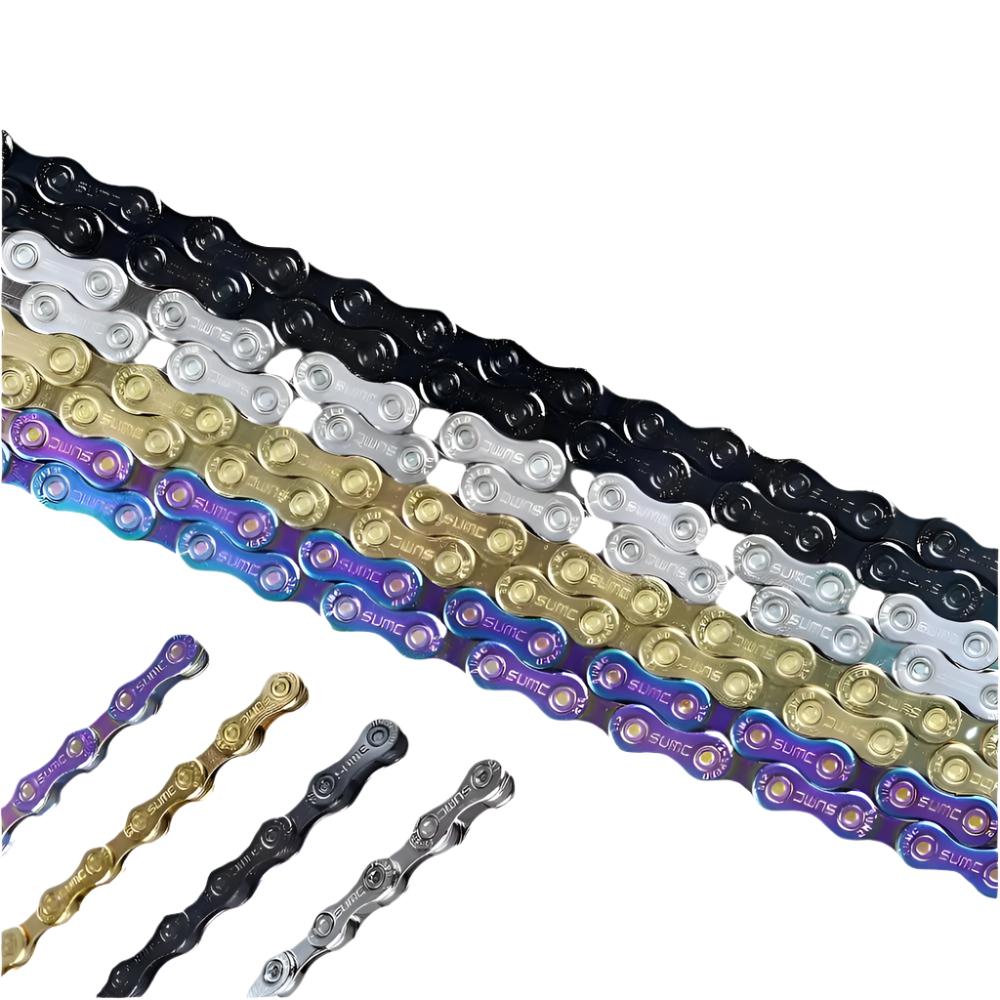 ZRACE Bike Chain 8 9 10 11 12 Speed MTB Mountain Road Bicycle,Neon-Like, Silver, Black, Gold,114/120/126L, OEMed by SUMC