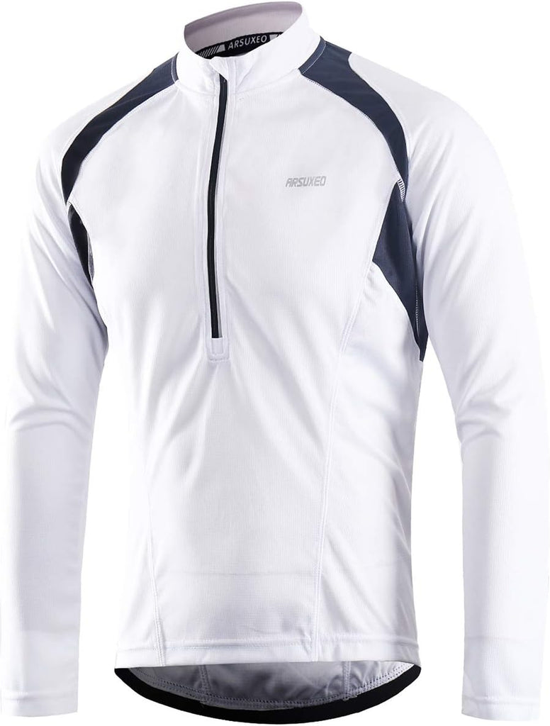 Men's Half Zipper Cycling Jerseys Long Sleeves Mountain Bike Shirts 6031