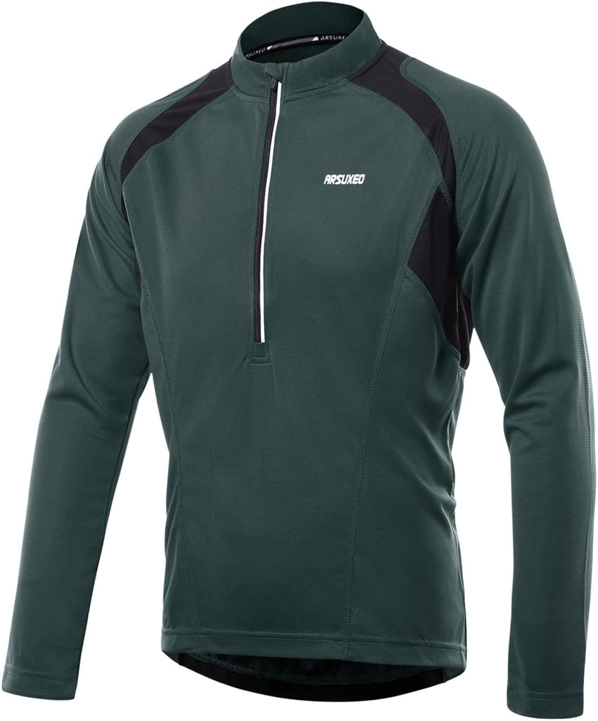 Men's Half Zipper Cycling Jerseys Long Sleeves Mountain Bike Shirts 6031