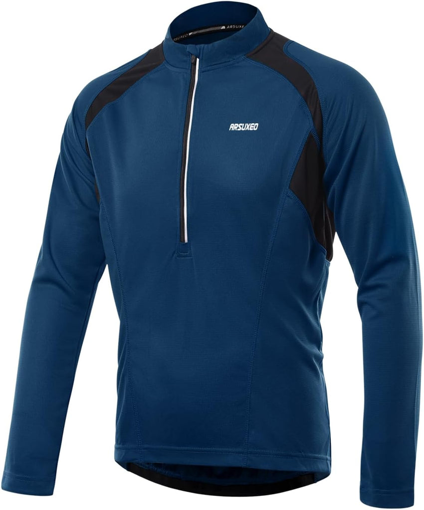 Men's Half Zipper Cycling Jerseys Long Sleeves Mountain Bike Shirts 6031