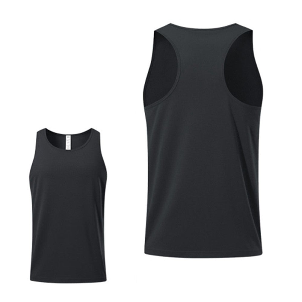 Summer Men Sports Polyester Vest Breathable Quick-drying Round Neck Running Basketball Tank Top