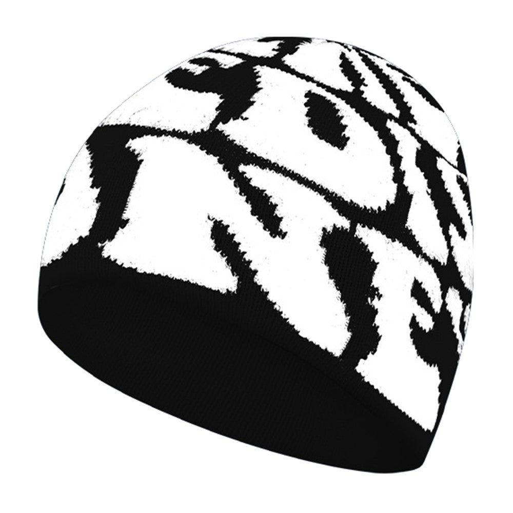 Letters Design Autumn Winter Thermal Knitted Beanie for Men Women Outdoor Windproof Cap