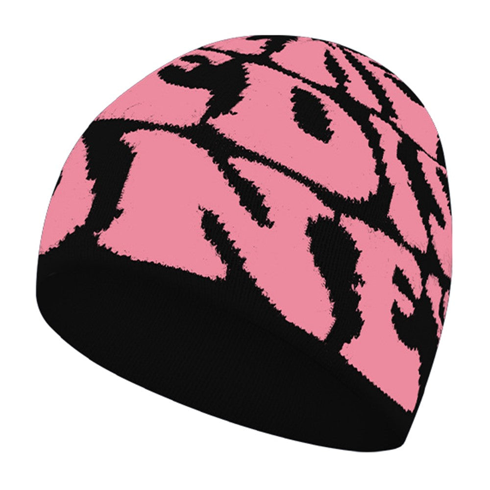 Letters Design Autumn Winter Thermal Knitted Beanie for Men Women Outdoor Windproof Cap