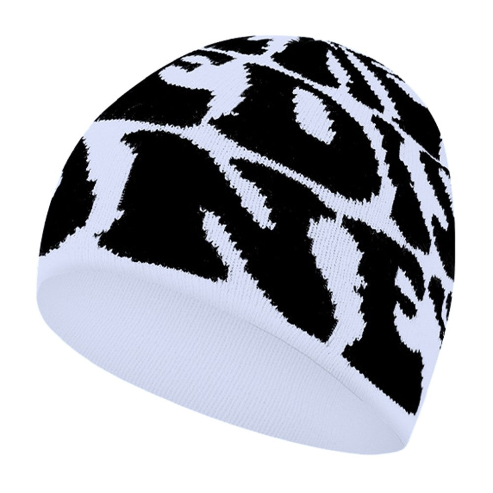 Letters Design Autumn Winter Thermal Knitted Beanie for Men Women Outdoor Windproof Cap
