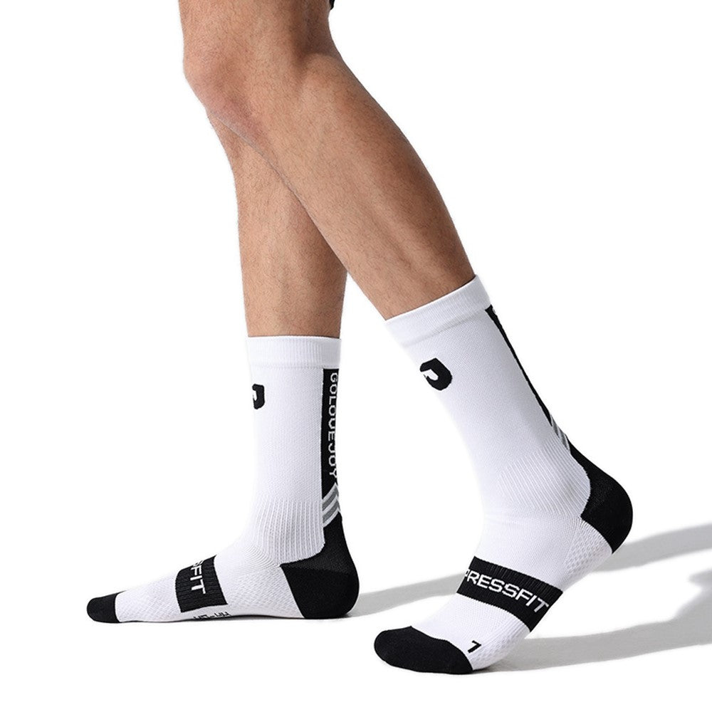 GOLOVEJOY DWZ12 Reflective Middle Tube Socks Outdoor Sports Compression Socks for Running Basketball