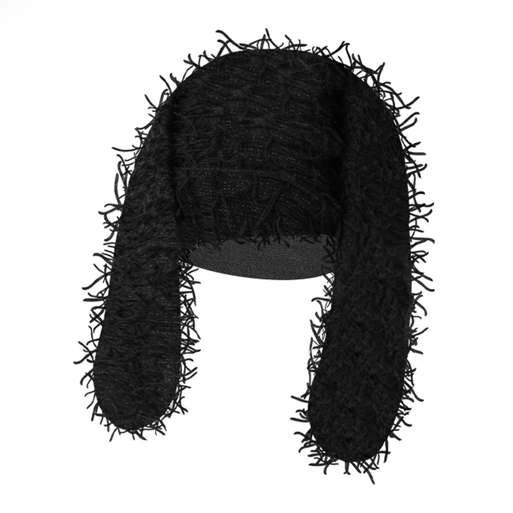 Winter Rabbit Ear Warm Knitted Ear Protection Hat Windproof Outdoor Cycling Cap
