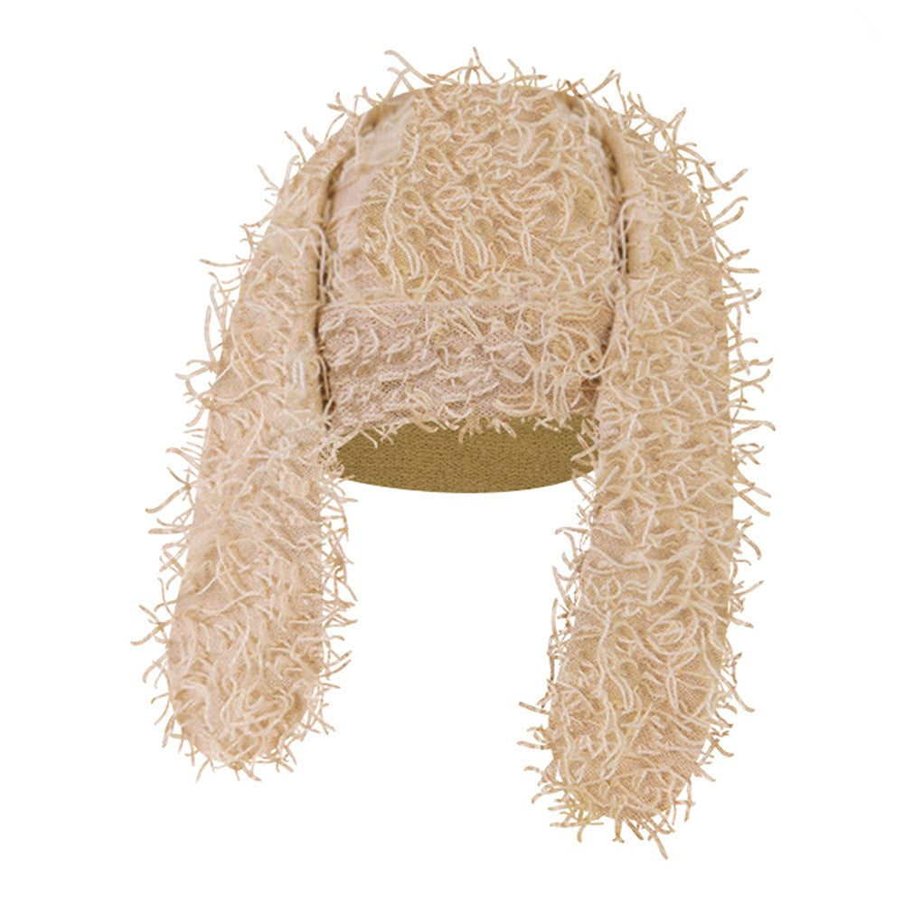 Winter Rabbit Ear Warm Knitted Ear Protection Hat Windproof Outdoor Cycling Cap