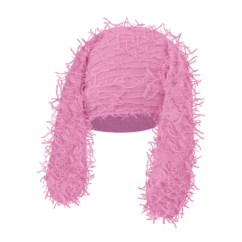 Winter Rabbit Ear Warm Knitted Ear Protection Hat Windproof Outdoor Cycling Cap