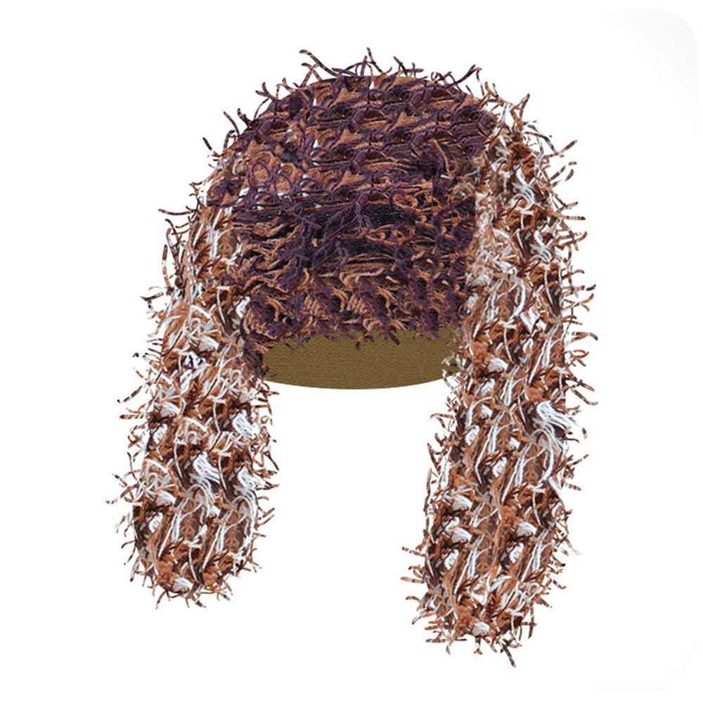 Winter Rabbit Ear Warm Knitted Ear Protection Hat Windproof Outdoor Cycling Cap