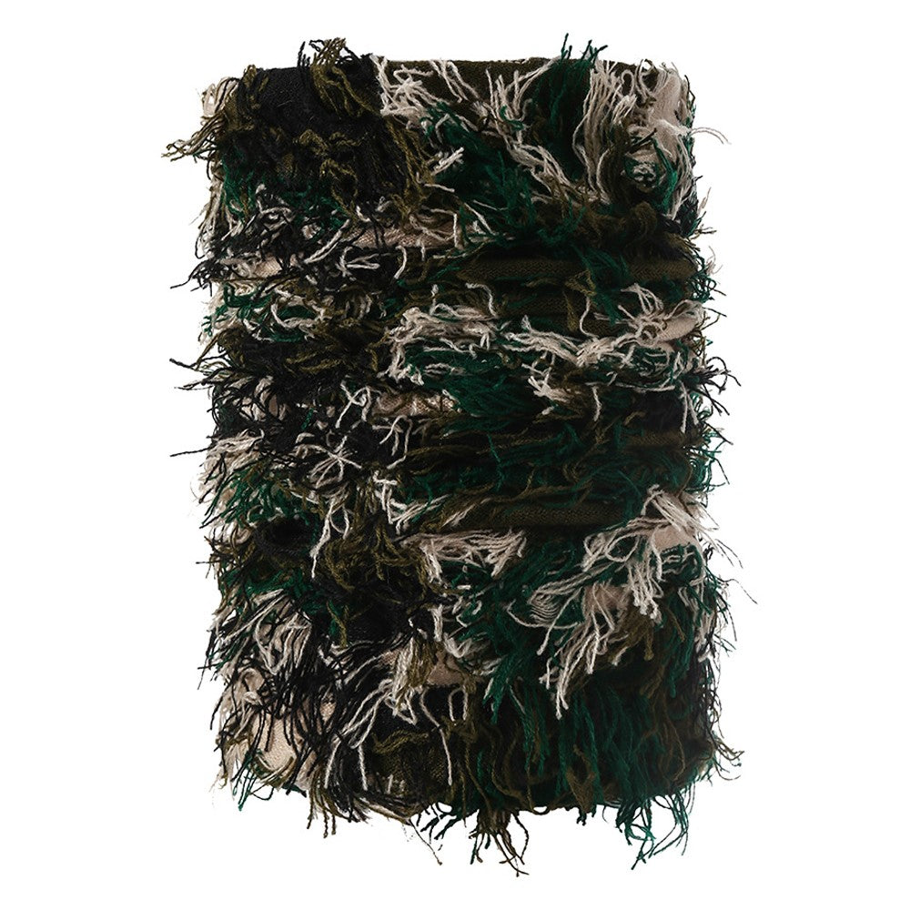 Winter Outdoor Skiing Thermal Neck Warmer Knitted Neck Gaiter with Fringes, 23x40cm