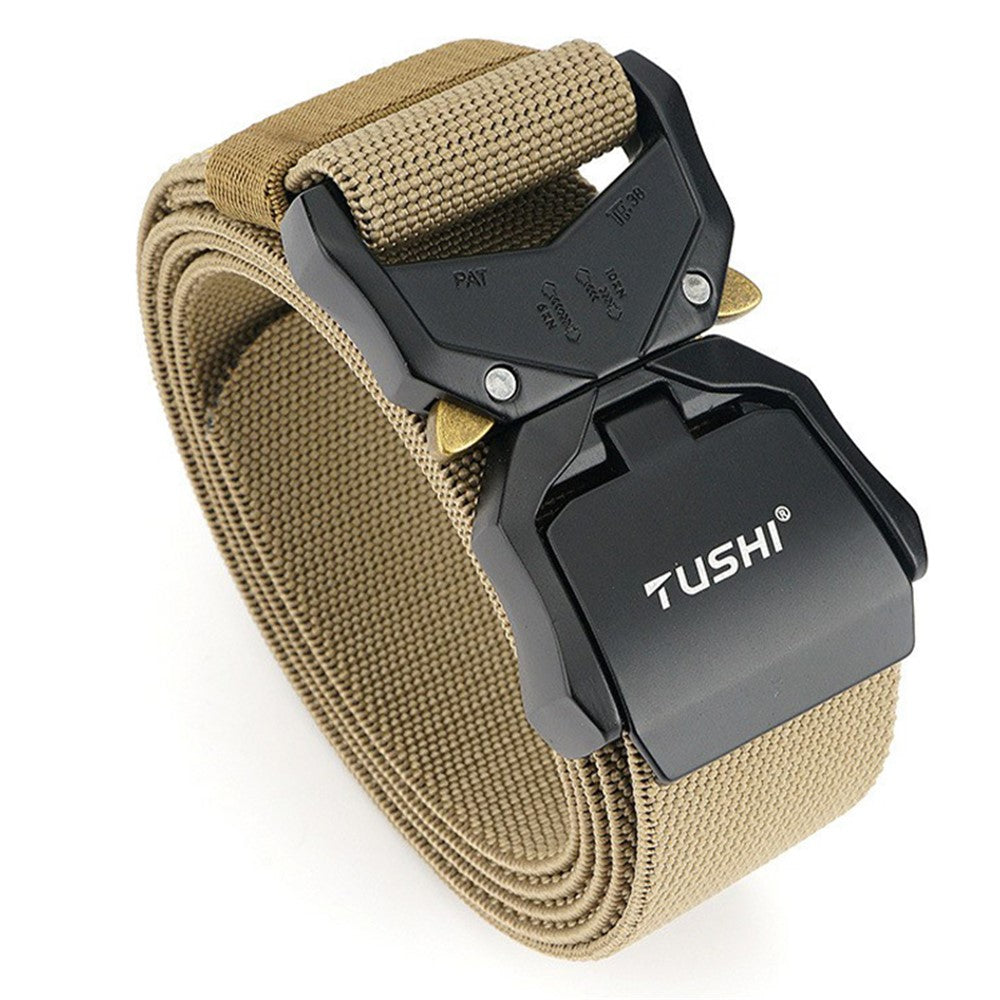 TUSHI 3.8cm Men Tactical Belt Military Nylon Waistband with Aluminum Alloy Quick Release Buckle