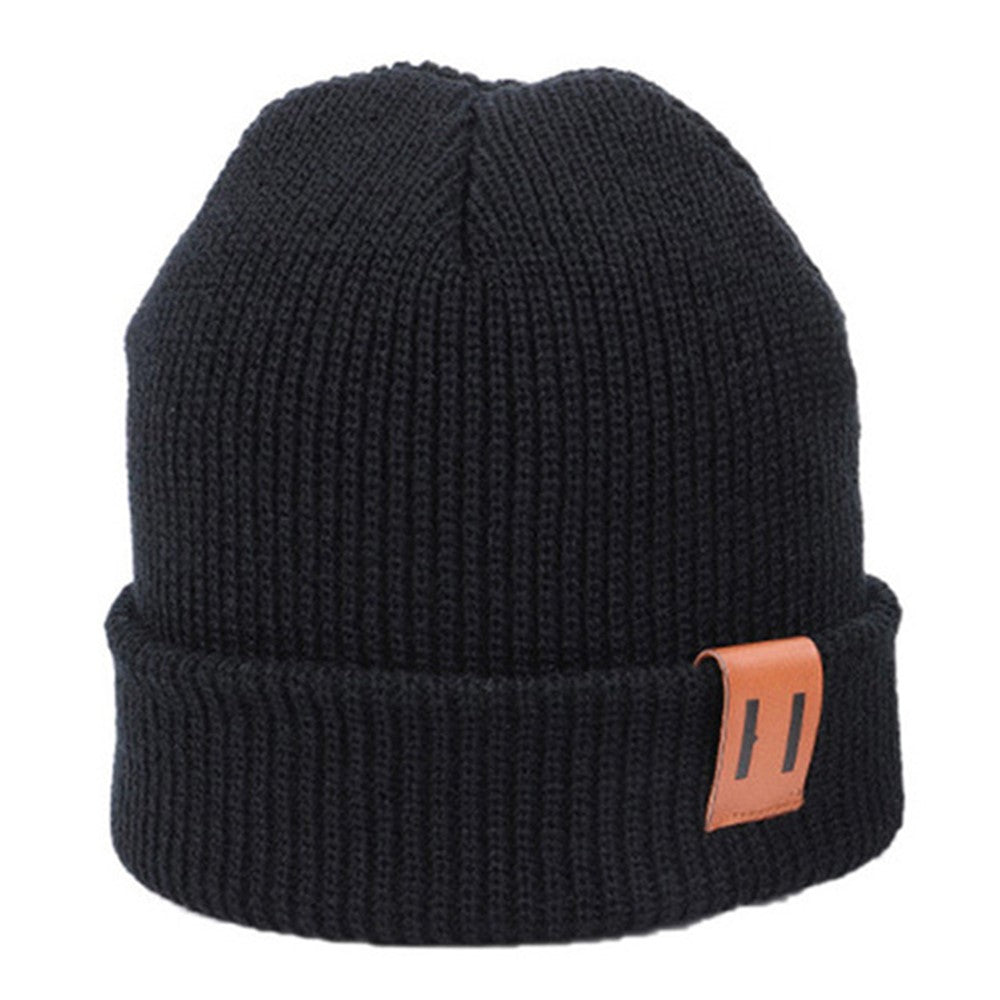 Winter Beanie Cap Outdoor Sports Keep Warm Solid Color Elastic Knit Hat for Kids / Adult