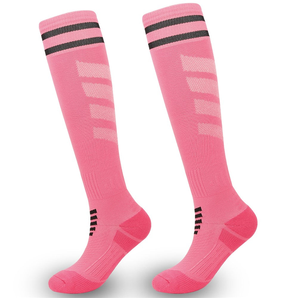 A5139 1 Pair Soccer Socks Striped Design Football High Tube Sports Socks, Size: L