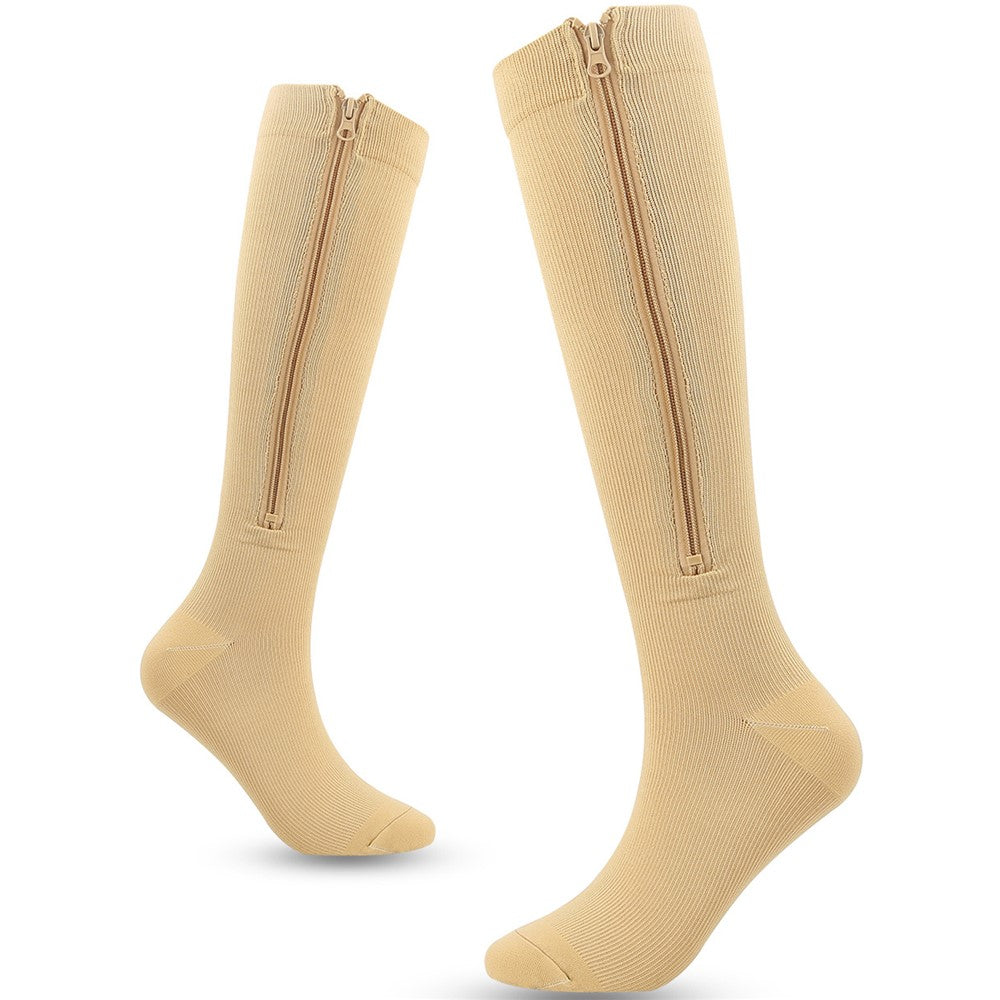 A5115 1 Pair Sports Zipper Compression Socks Calf High Tube Compression Stockings