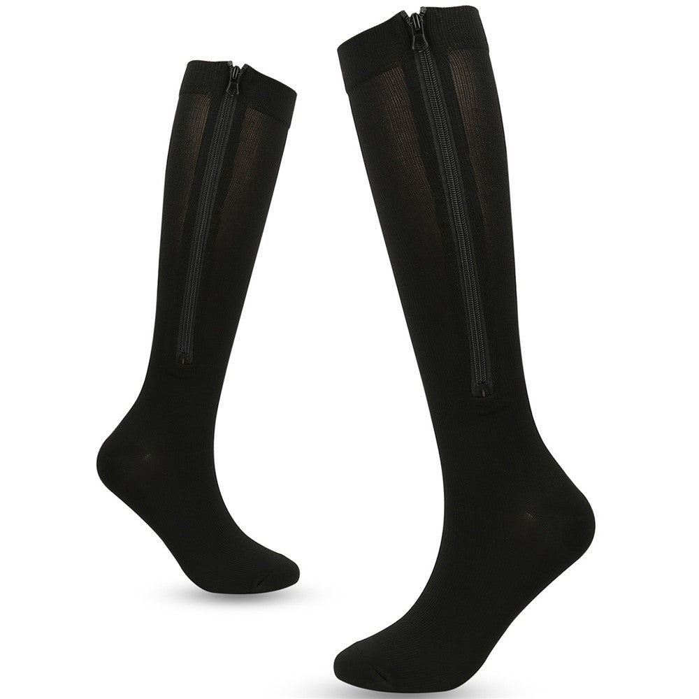 A5115 1 Pair Sports Zipper Compression Socks Calf High Tube Compression Stockings