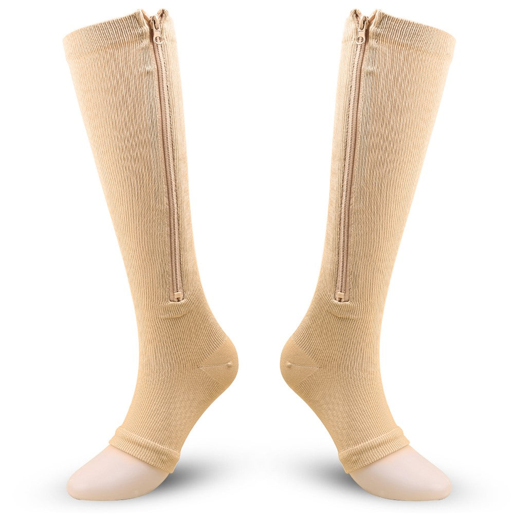 A5109 1 Pair Sports Zipper Compression Socks Calf High Tube Compression Stockings