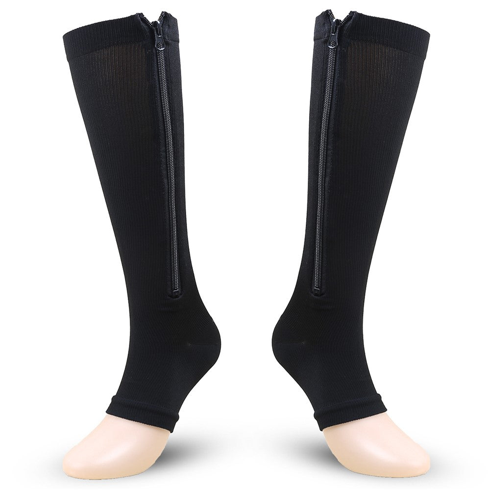 A5109 1 Pair Sports Zipper Compression Socks Calf High Tube Compression Stockings