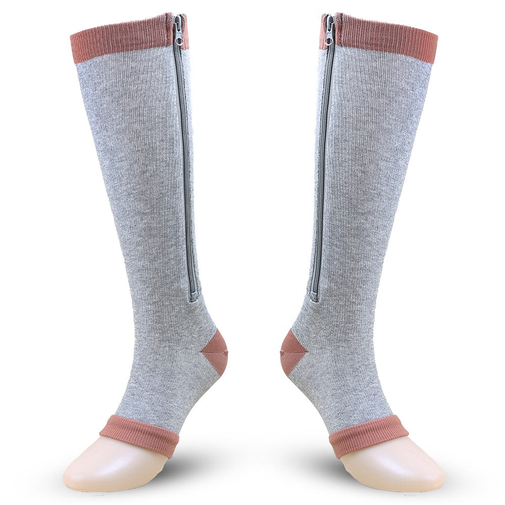 A5109 1 Pair Sports Zipper Compression Socks Calf High Tube Compression Stockings