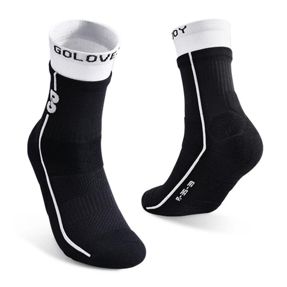 GOLOVEJOY DWZ16 1 Pair Size 35-39 Women Middle Tube Seamless Sports Socks for Running Cycling Fitness Tennis Badminton