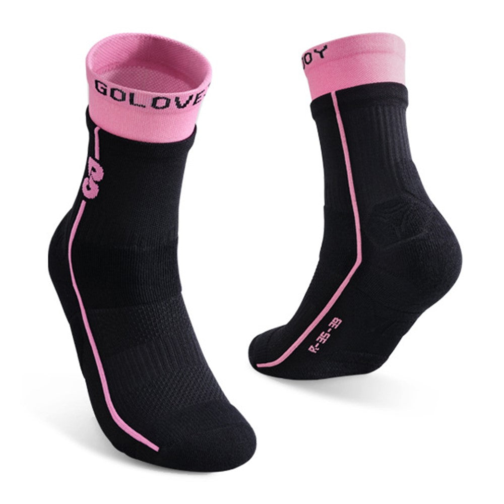 GOLOVEJOY DWZ16 1 Pair Size 35-39 Women Middle Tube Seamless Sports Socks for Running Cycling Fitness Tennis Badminton