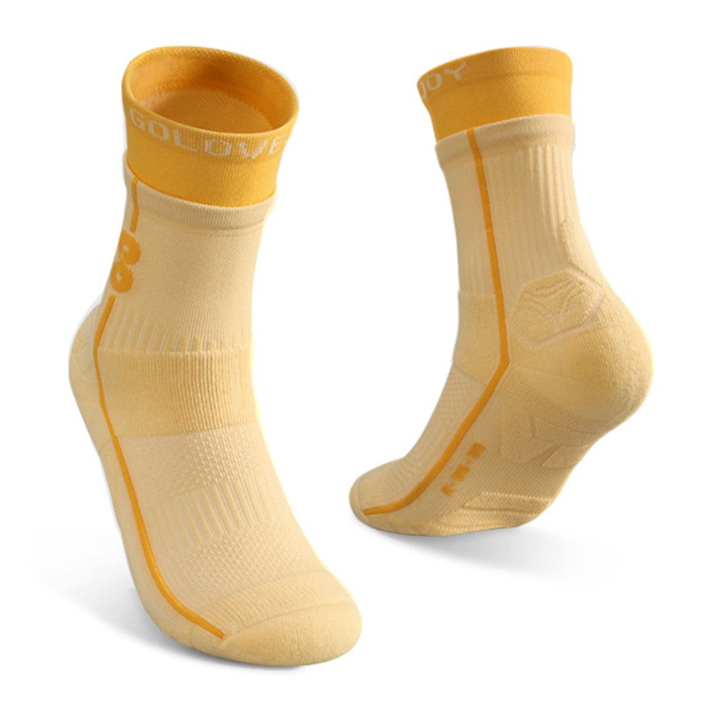 GOLOVEJOY DWZ16 1 Pair Size 35-39 Women Middle Tube Seamless Sports Socks for Running Cycling Fitness Tennis Badminton