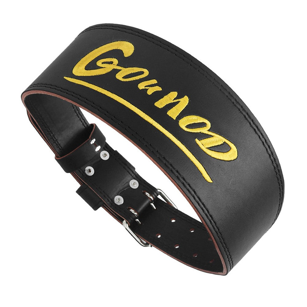 GOUNOD HY034 Embroidered Design PU Leather Weightlifting Belt Powerlifting Deadlift Back Support, Size S