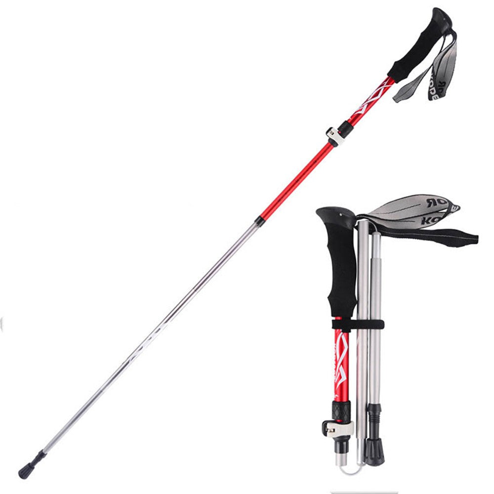 KODENOR 4# Ultra-light Aluminum Alloy Walking Stick EVA Grip Handle 5-Section Adjustable Trekking Pole