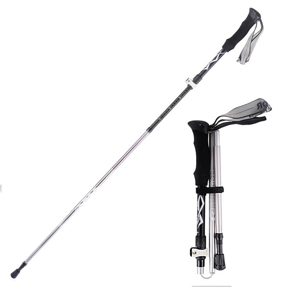 KODENOR 4# Ultra-light Aluminum Alloy Walking Stick EVA Grip Handle 5-Section Adjustable Trekking Pole