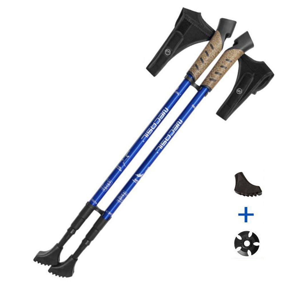 NECASIL G301 2Pcs Aviation Aluminum Alloy Alpenstock 3 Sections Telescopic Pole Embedded Lock Off-Road Hiking Stick
