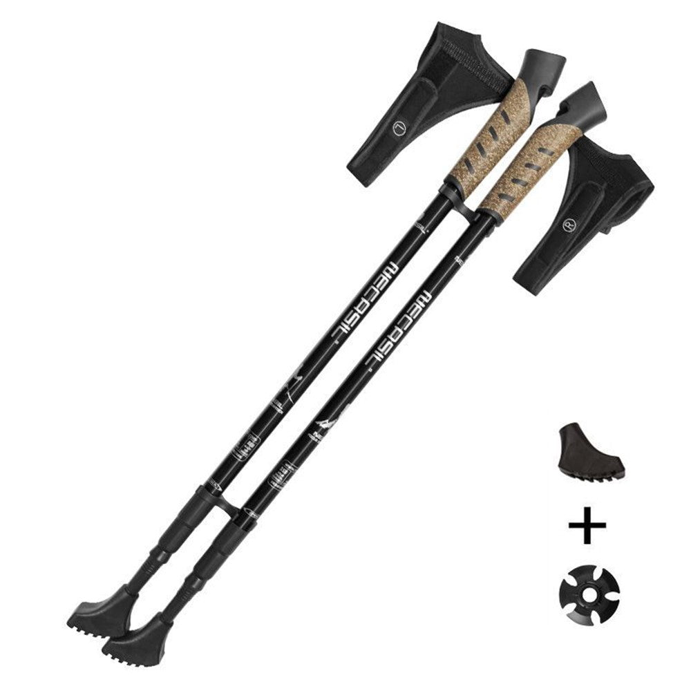 NECASIL G301 2Pcs Aviation Aluminum Alloy Alpenstock 3 Sections Telescopic Pole Embedded Lock Off-Road Hiking Stick