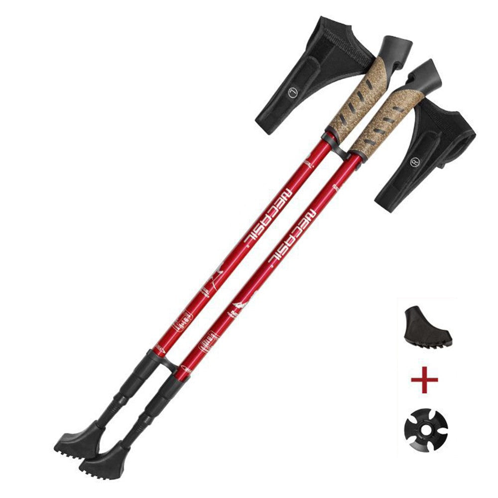 NECASIL G301 2Pcs Aviation Aluminum Alloy Alpenstock 3 Sections Telescopic Pole Embedded Lock Off-Road Hiking Stick