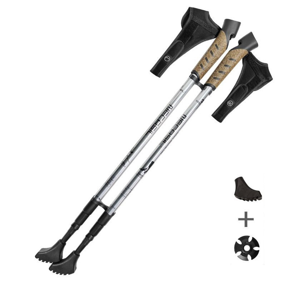 NECASIL G301 2Pcs Aviation Aluminum Alloy Alpenstock 3 Sections Telescopic Pole Embedded Lock Off-Road Hiking Stick