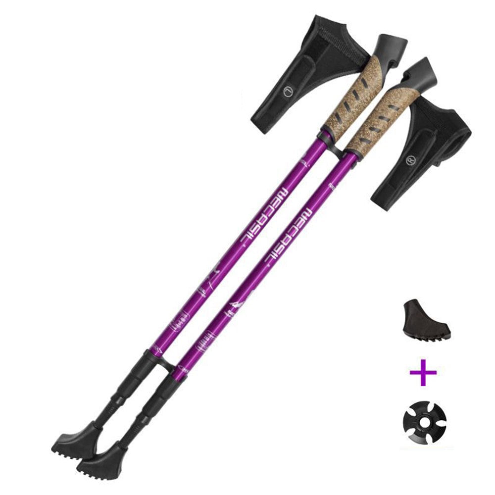 NECASIL G301 2Pcs Aviation Aluminum Alloy Alpenstock 3 Sections Telescopic Pole Embedded Lock Off-Road Hiking Stick