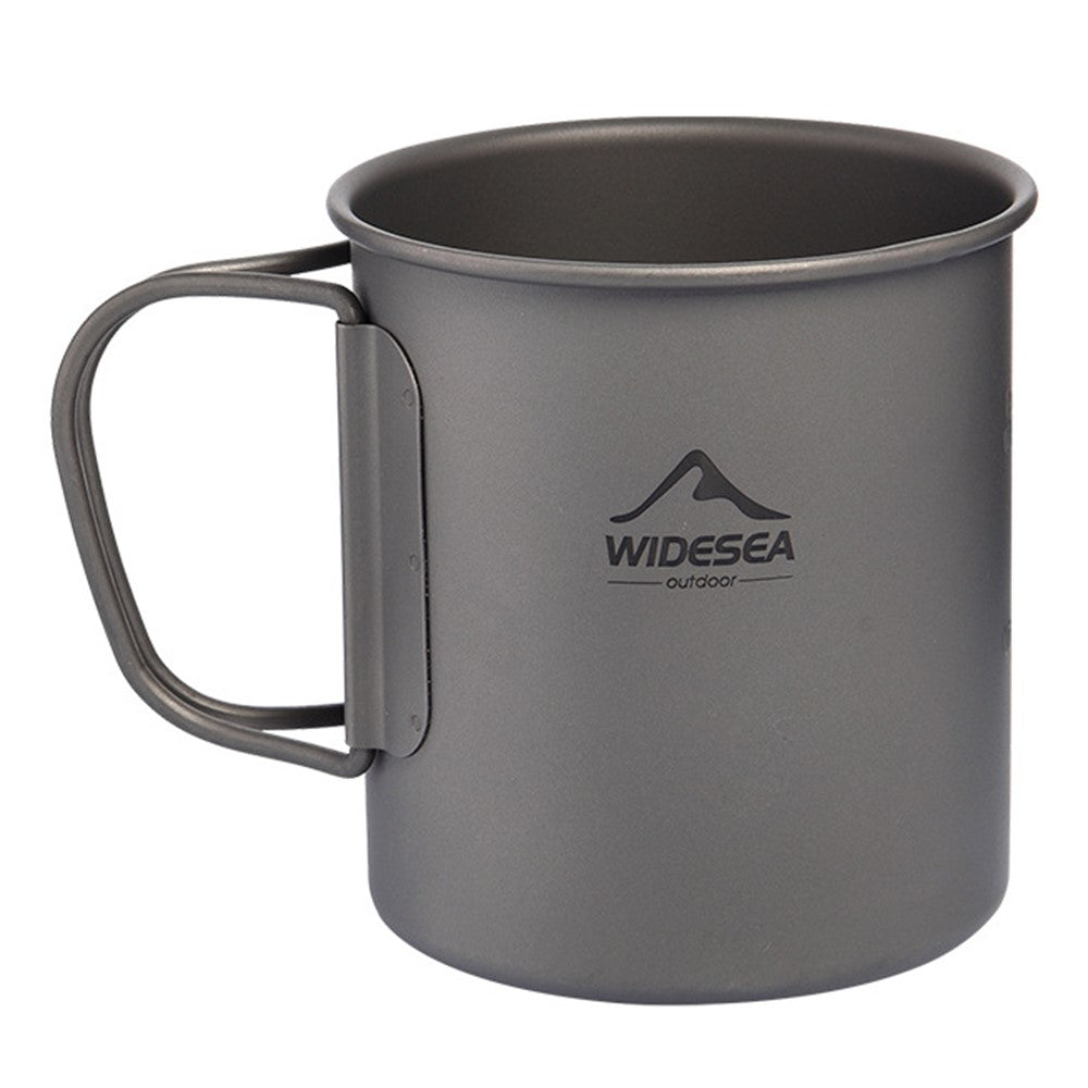 WIDESEA WSTT-375ML Ultralight Titanium Alloy Cup 375ml Water Mug with Foldable Handle No FDA Certification, BPA-free for Outdoor Camping Picnic
