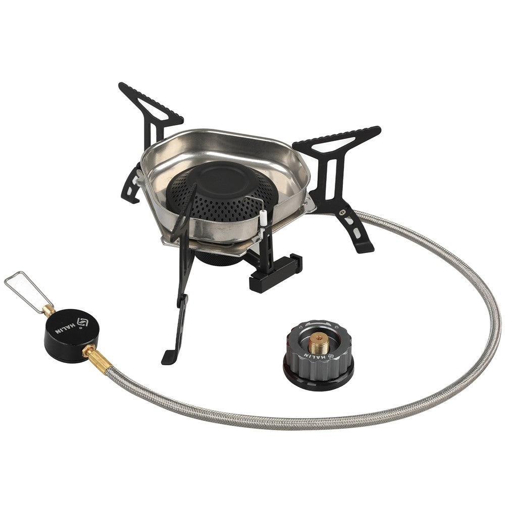 HALIN DS553 Outdoor Camping Windproof Blackened Stove Gas Burner with Gas Tank Adapter