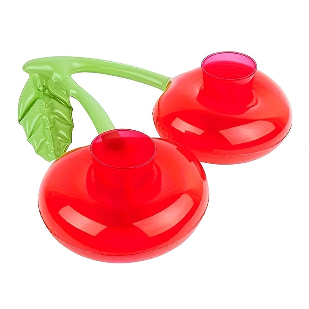 2 Slots Inflatable Cherry Design Drink Holder Floating Cup Stand for Pool / Beach Party, 33 x 18cm