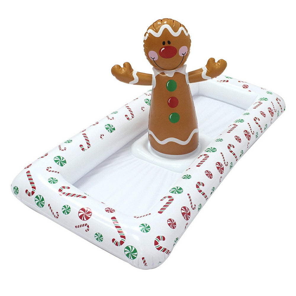 Inflatable Christmas Gingerbread Man Ice Storage Container PVC Anti Leak Pool Beach Ice Drink Holder