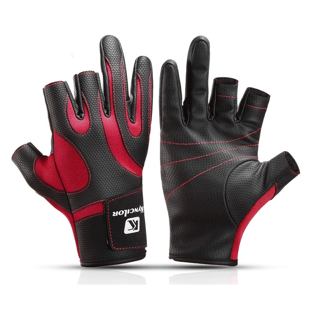 KYNCILOR A0062 Fishing Gloves Men Women 3 Cut Fingers Neoprene Mittens Non-slip Cycling Gloves