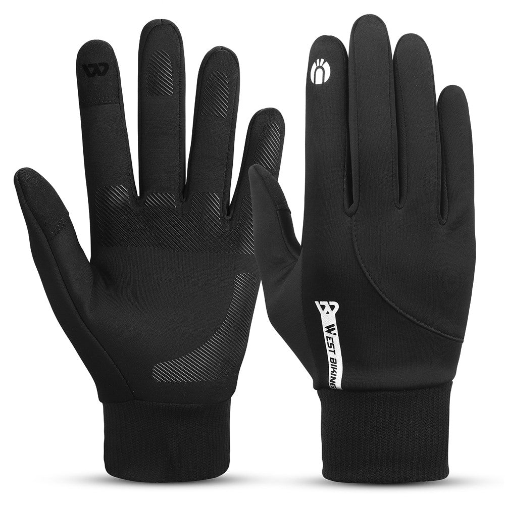 WEST BIKING YP0211236 Bicycle Windproof Touch Screen Fleece Gloves Warm Full Palm Non-Slip Cycling Gloves