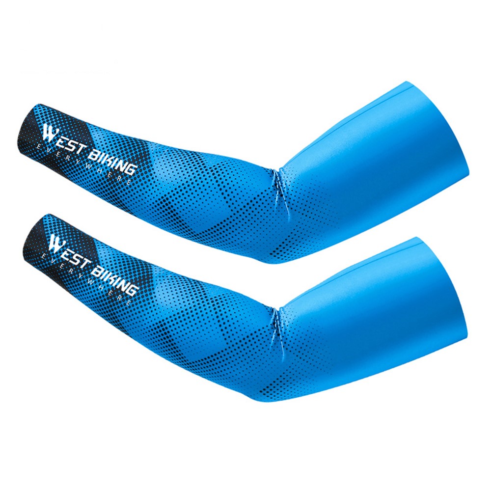 WEST BIKING YP0212124 1 Pair Men Ice Silk Cycling Travel Sleeves Summer Sunscreen UV Protection Sleeves