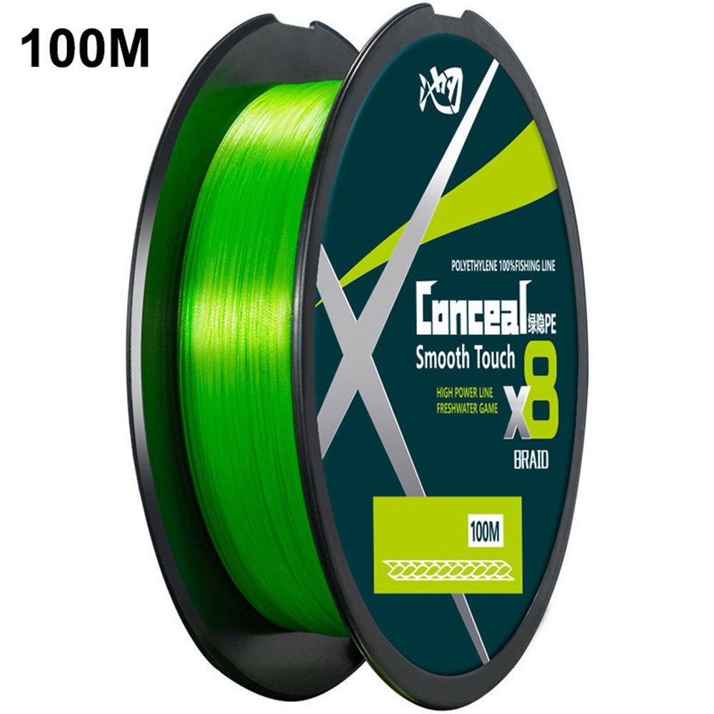 100m Length 8 Strands Braided Fishing Line Green Super Strong PE Smooth Touch Fishing Line