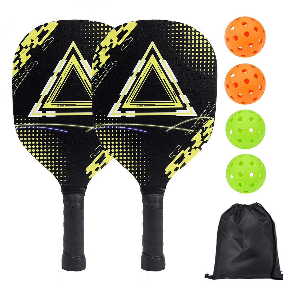 Portable Wooden Pickleball Paddle Set for Beginners with 2 Rackets + 4 Balls + Carry Bag