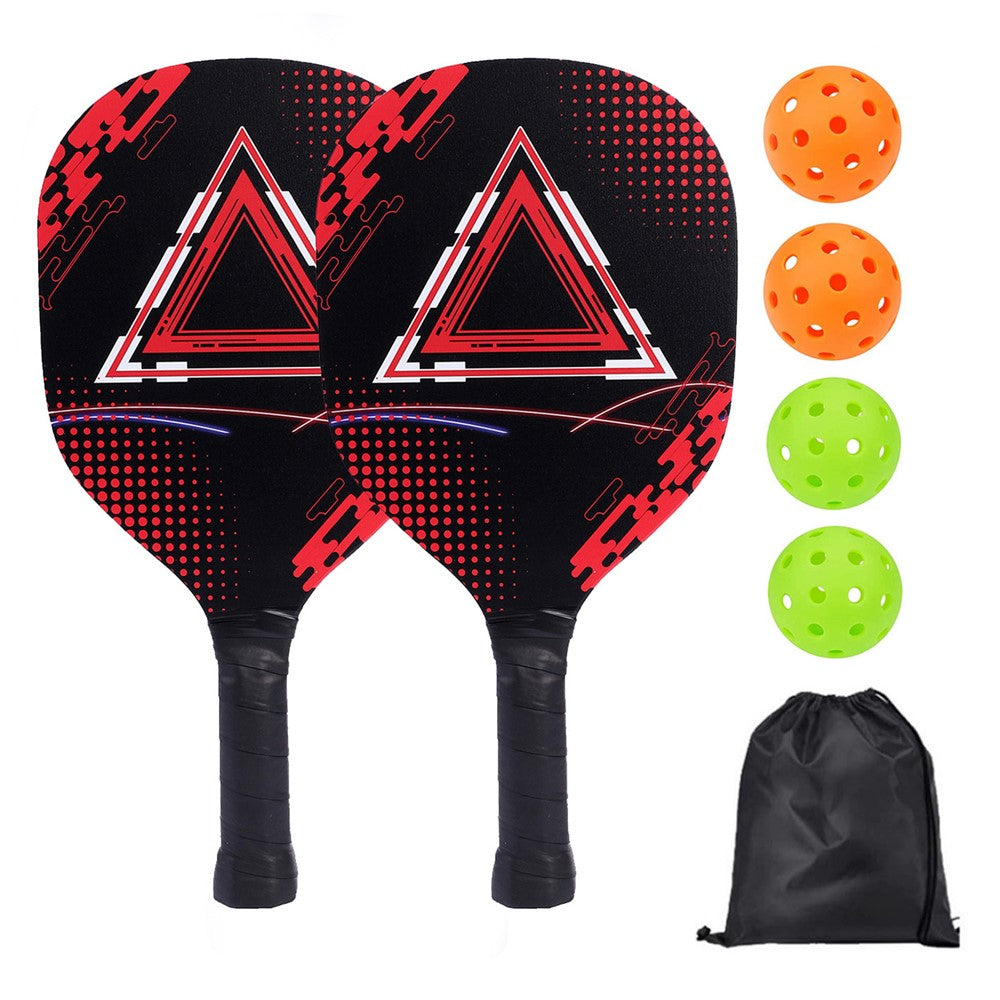 Portable Wooden Pickleball Paddle Set for Beginners with 2 Rackets + 4 Balls + Carry Bag
