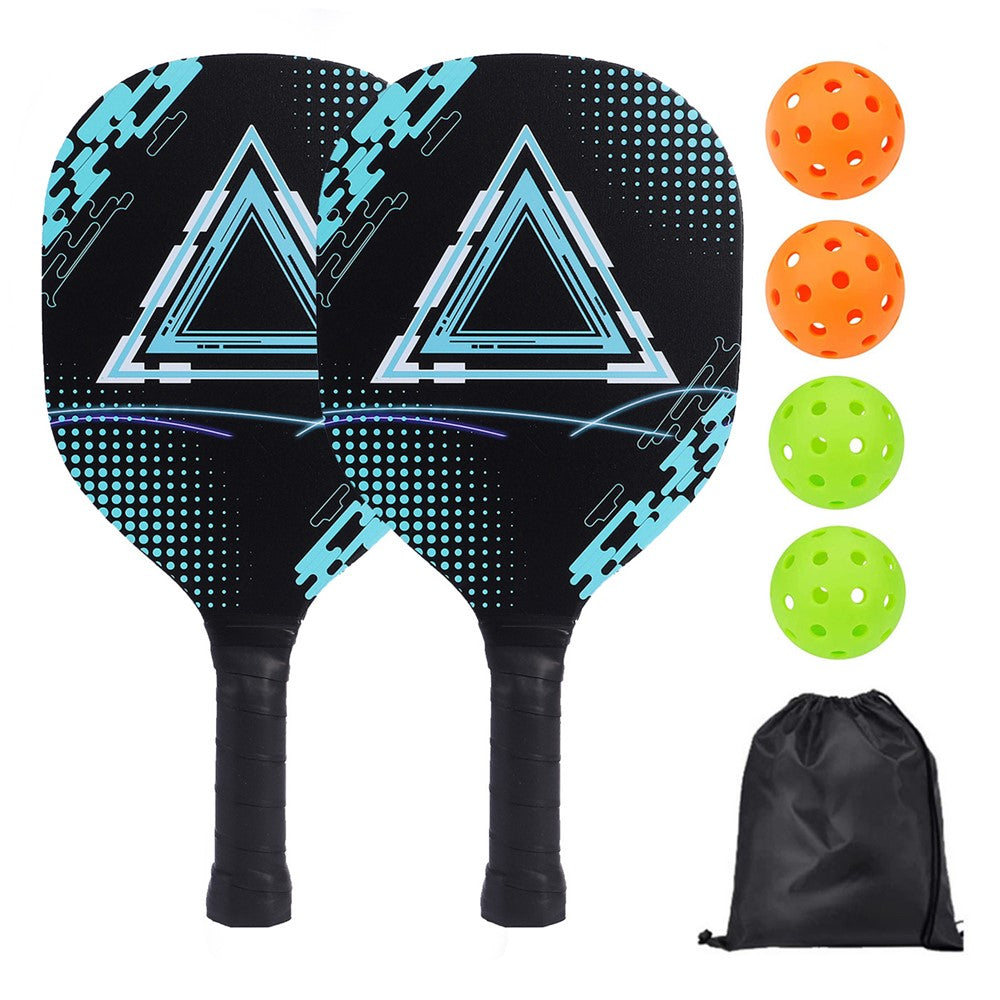 Portable Wooden Pickleball Paddle Set for Beginners with 2 Rackets + 4 Balls + Carry Bag