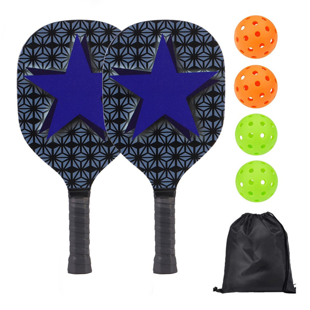 Portable Wooden Pickleball Paddle Set for Beginners with 2 Rackets + 4 Balls + Carry Bag