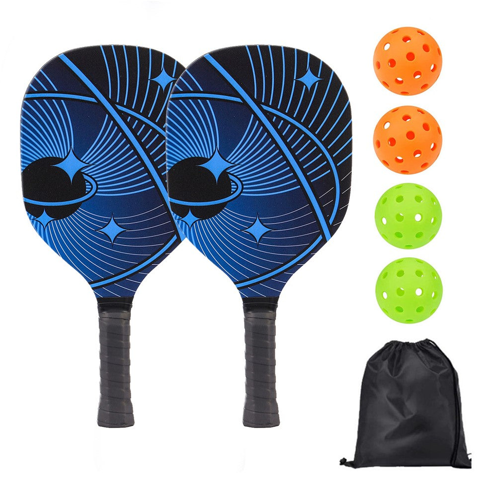 Portable Wooden Pickleball Paddle Set for Beginners with 2 Rackets + 4 Balls + Carry Bag