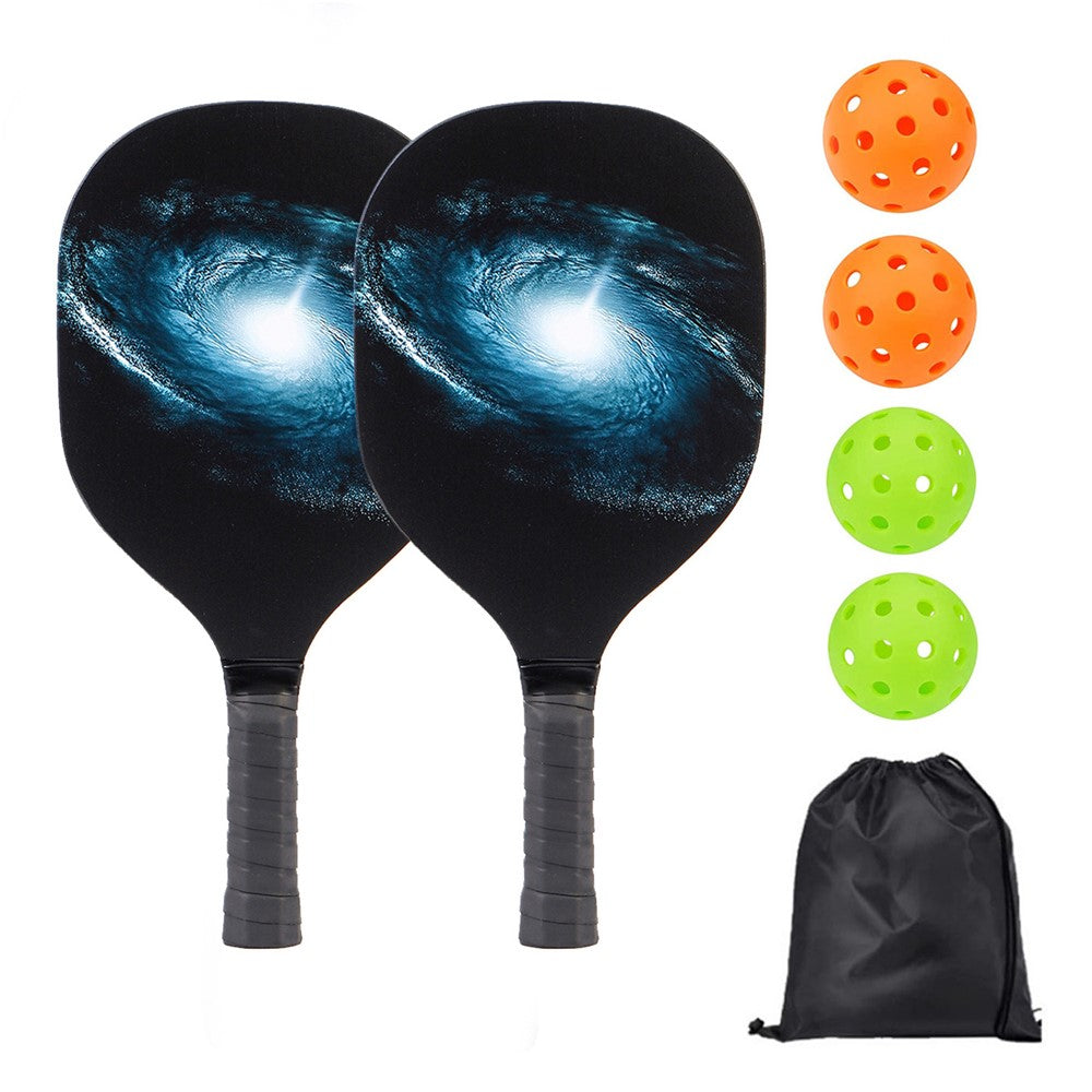 Portable Wooden Pickleball Paddle Set for Beginners with 2 Rackets + 4 Balls + Carry Bag